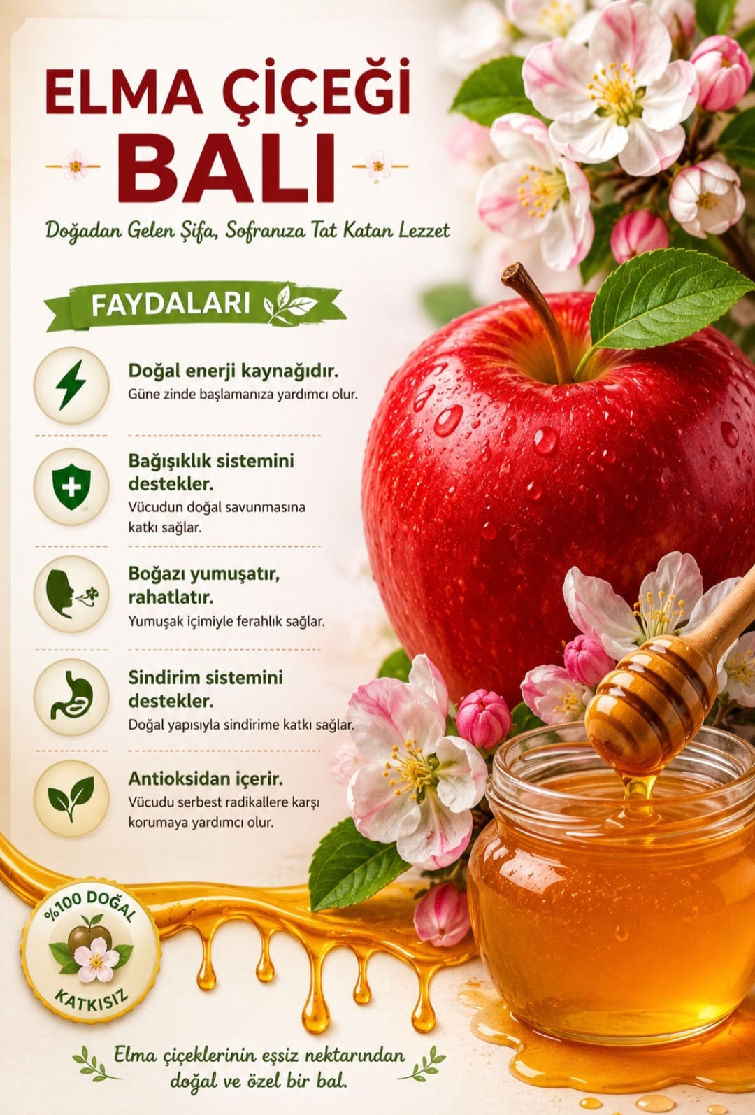 Elma Çiçegi Balı - 1 Kg - Görsel 2